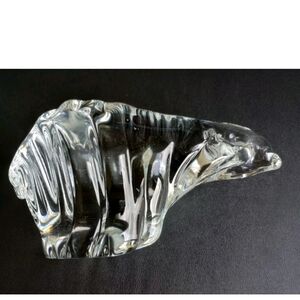 VTG Paperweight Bear/Otter Art Solid Glass Figurine 6" long See Description